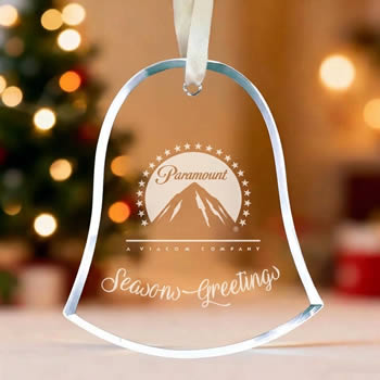 engraved crystal bell ornament corporate holiday gift