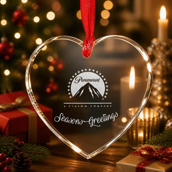 engraved crystal heart ornament corporate holiday gift