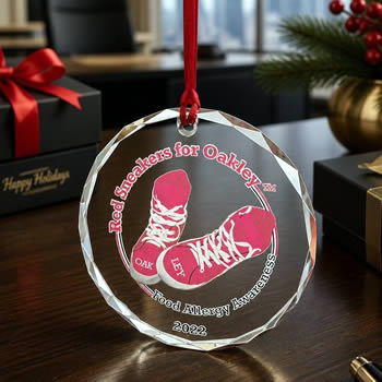 full color logo engraved crystal ornament corporate holiday gift